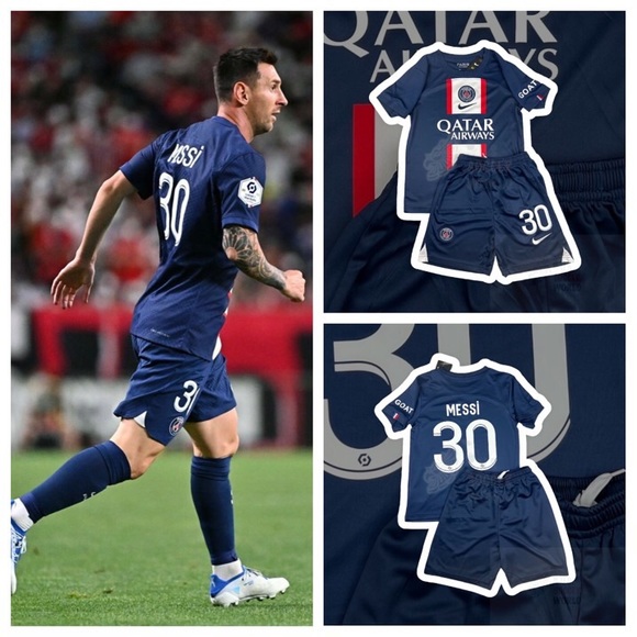 🌟 New 2022 Lionel MESSI #30 PSG Home KIDS Soccer Jersey Kit Paris - Picture 1 of 16